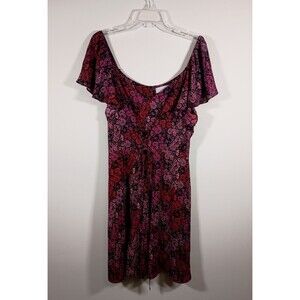 Belle & Sky Floral Corset Off Shoulder Red Pink Cottagecore Boho Dress Size XL